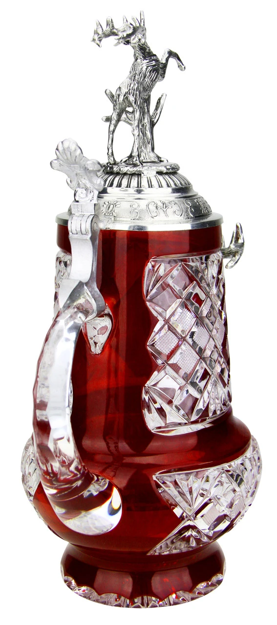 Lord Of Crystal Stag German Beer Stein Red | 3D Stag Lid - Image 6