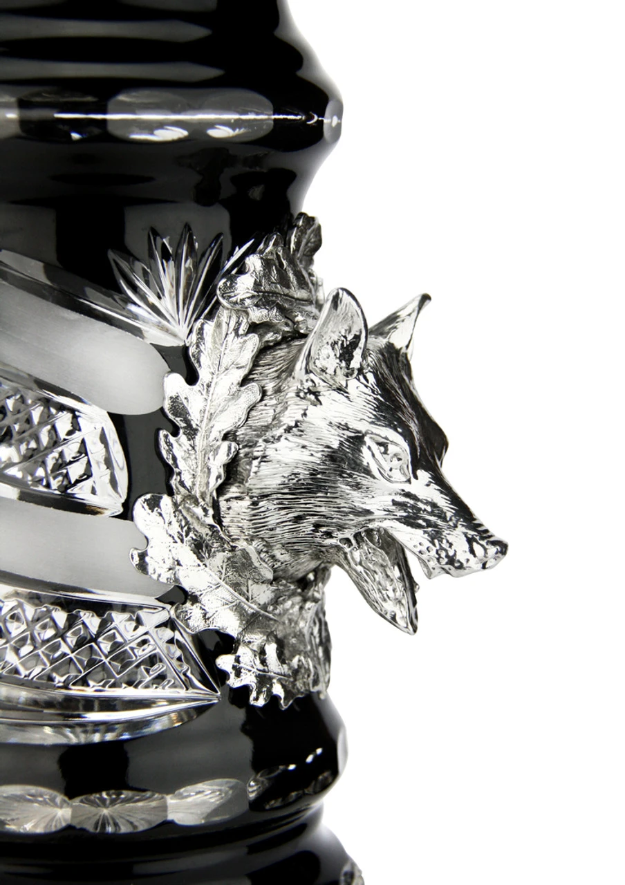 Lord Of Crystal Wolf German Beer Stein Black | 3D Howling Wolf Lid | Wolf Paw Feet - Image 7