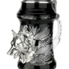 Lord Of Crystal Wolf German Beer Stein Black | 3D Howling Wolf Lid | Wolf Paw Feet