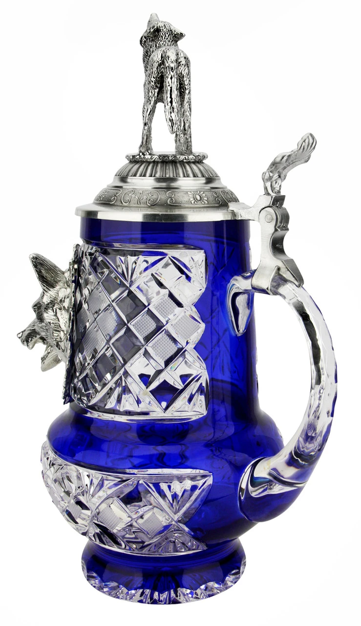 Lord Of Crystal Wolf German Beer Stein Blue | 3D Howling Wolf Lid - Image 8