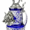 Lord Of Crystal Wolf German Beer Stein Blue | 3D Howling Wolf Lid