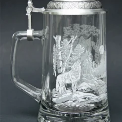 Timber Wolf Glass Beer Stein