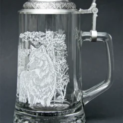 Timber Wolf Glass Beer Stein -Deals Steinking Store MC5914 Timber Wolf Glass Stein SM RS 46450.1376592072