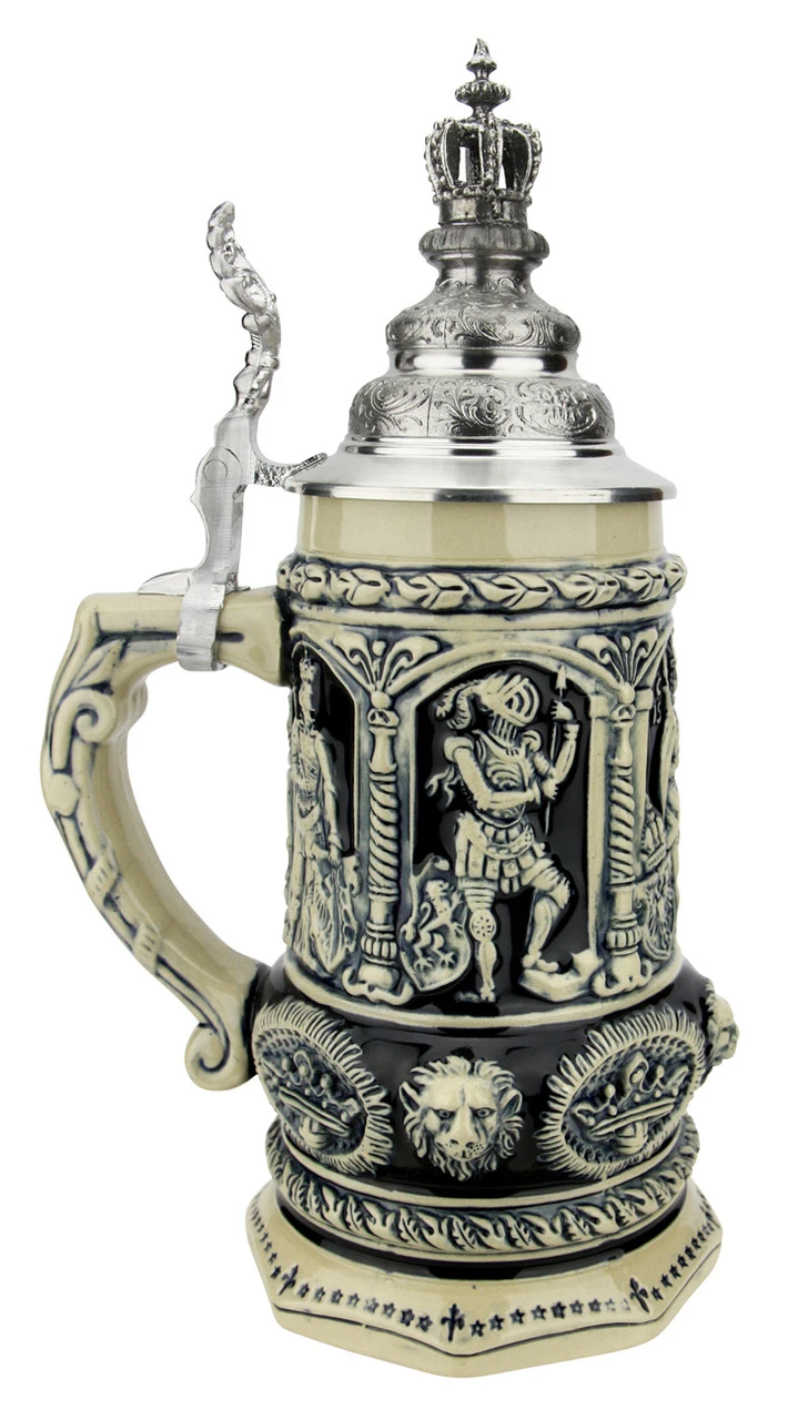 Medieval Holy Roman Emperor Beer Stein Cobalt With Crown Lid 8 Medieval Holy Roman Emperor Beer Stein Cobalt With Crown Lid - Image 6