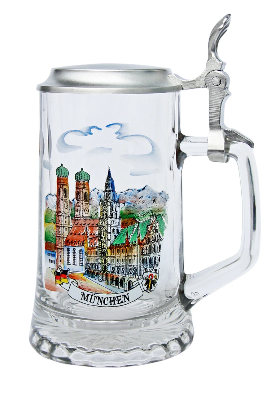 Munich Glass Beer Stein 3 Munich Glass Beer Stein