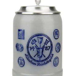 Munich Purity Law 1487 0.5 Liter Salt Glaze Stoneware Beer Stein