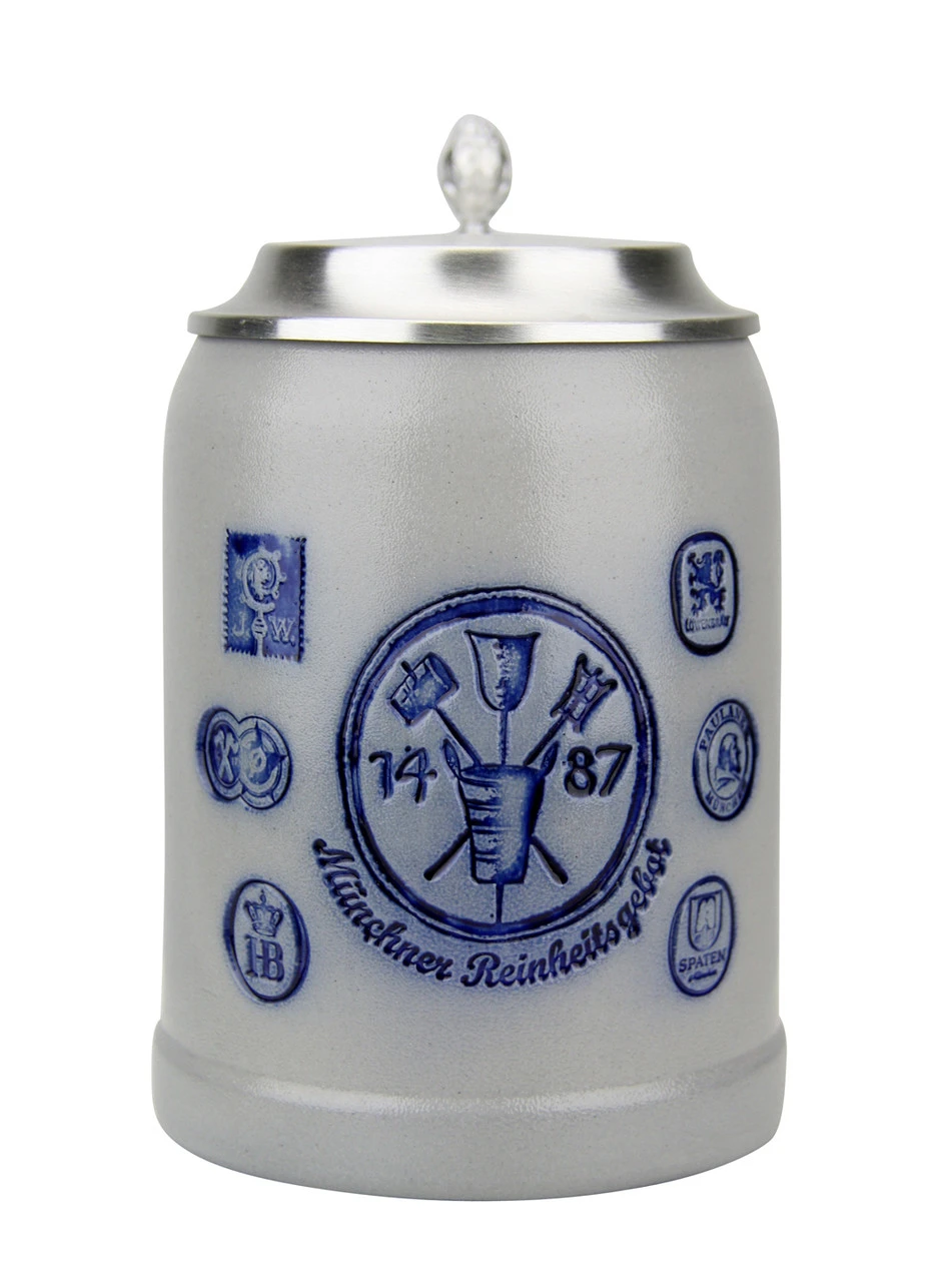 Munich Purity Law 1487 0.5 Liter Salt Glaze Stoneware Beer Stein 3 Munich Purity Law 1487 0.5 Liter Salt Glaze Stoneware Beer Stein