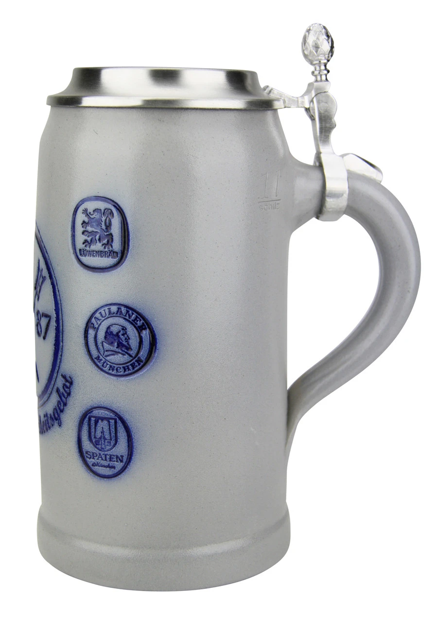 Munich Purity Law 1487 1 Liter Salt Glaze Stoneware Beer Stein - Image 4
