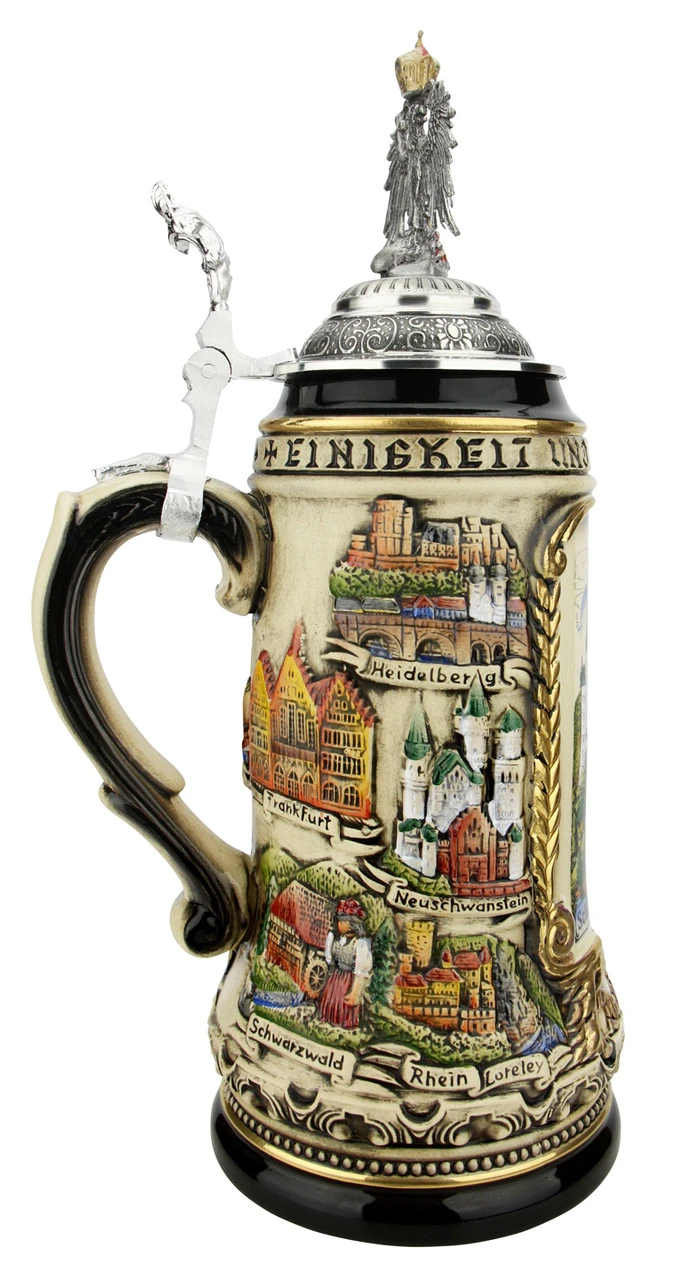 Neuschwanstein Castle German Beer Stein With Eagle Lid - Image 6