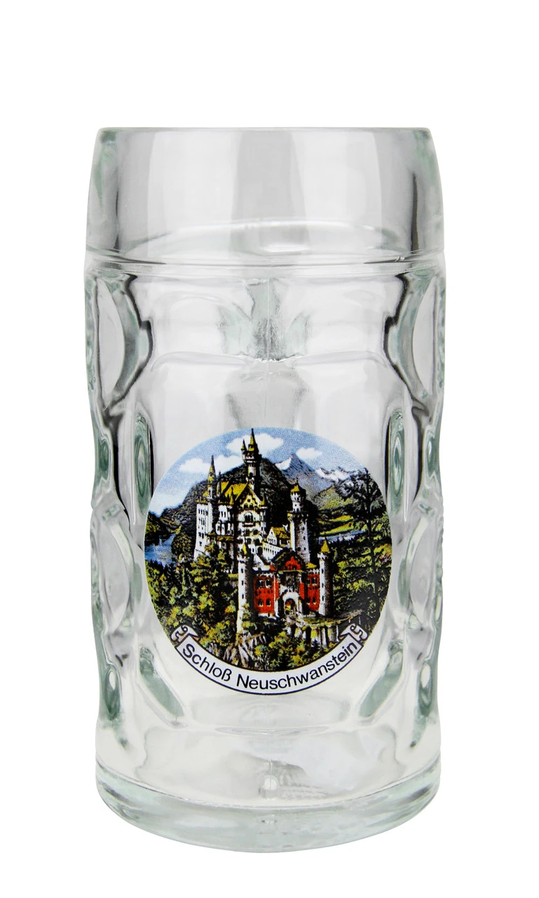 Neuschwanstein Dimpled Oktoberfest Glass Beer Mug 0.5 Liter