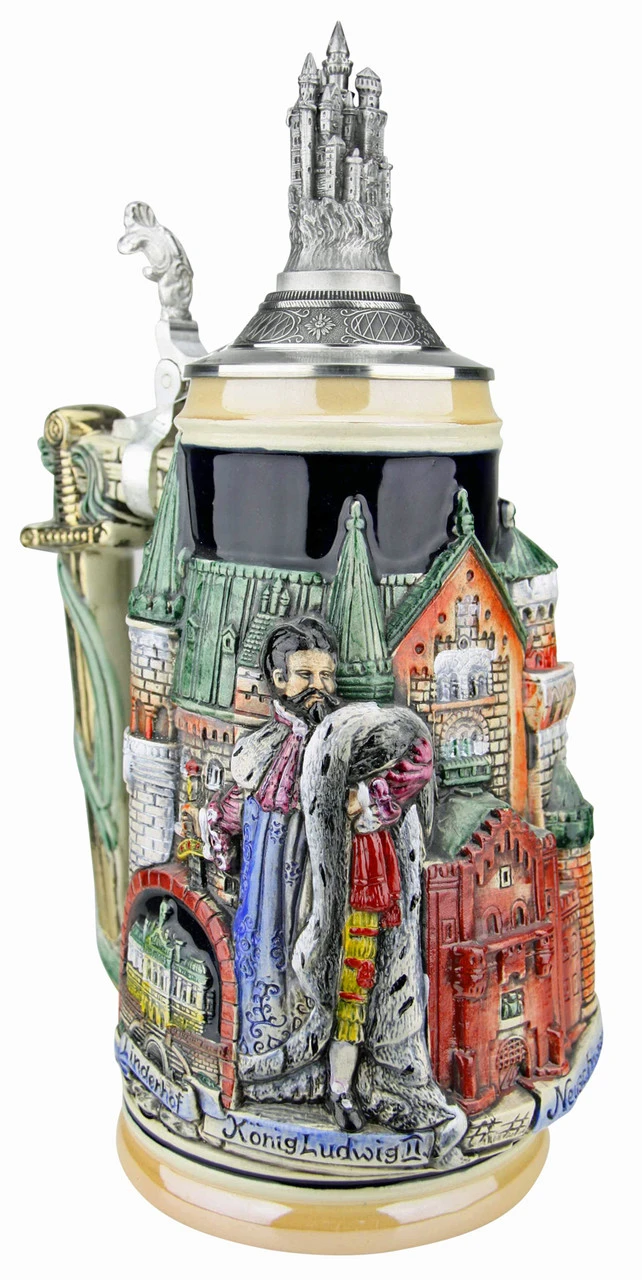 Neuschwanstein And King Ludwig Castle 3D Beer Stein With Castle Lid