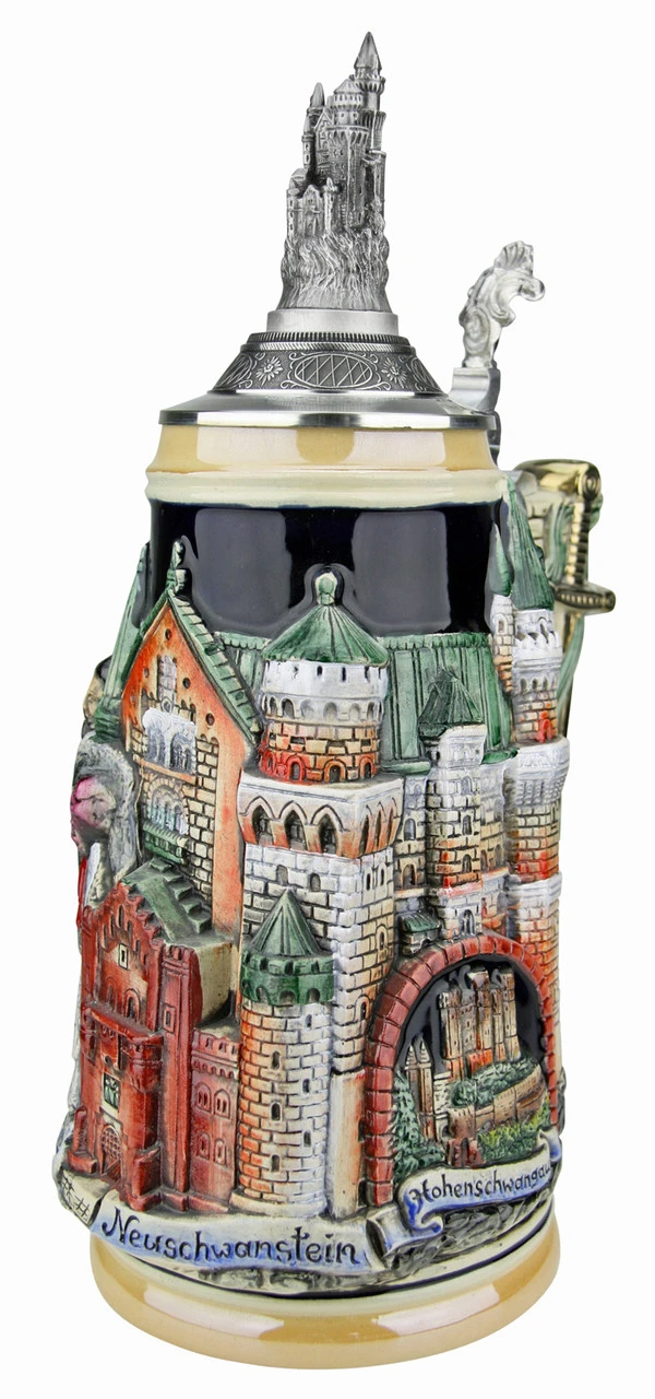 Neuschwanstein And King Ludwig Castle 3D Beer Stein With Castle Lid - Image 3