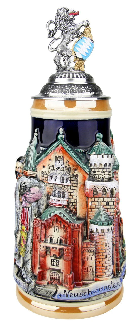Neuschwanstein And King Ludwig Castle 3D Beer Stein With Lion Lid 4 Neuschwanstein And King Ludwig Castle 3D Beer Stein With Lion Lid - Image 2