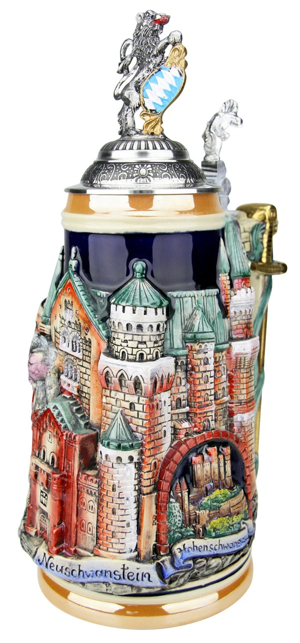 Neuschwanstein And King Ludwig Castle 3D Beer Stein With Lion Lid 5 Neuschwanstein And King Ludwig Castle 3D Beer Stein With Lion Lid - Image 3