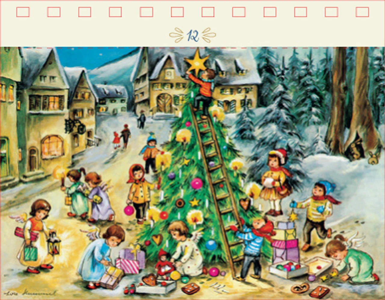 Nostalgic Christmas Card 24 Postcards Tear Off German Advent Calendar - Image 6
