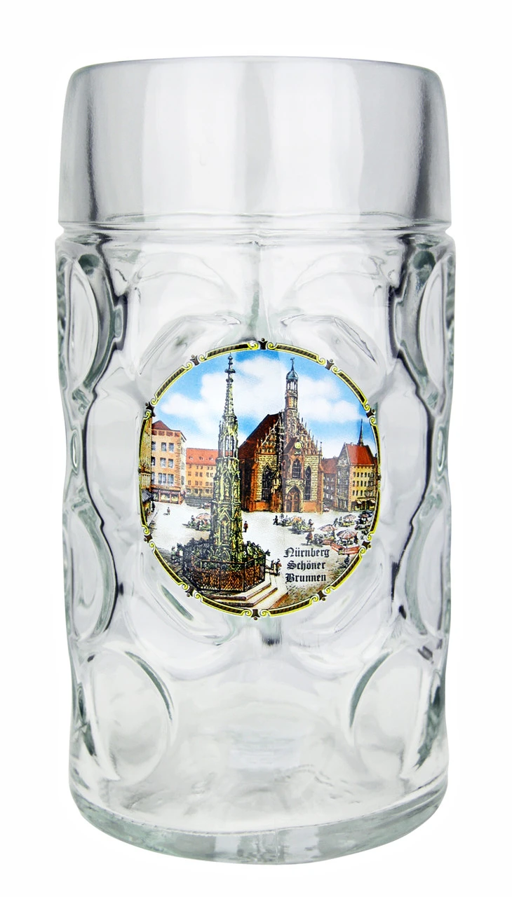 Nurnberg Dimpled Oktoberfest Glass Beer Mug 1 Liter 3 Nurnberg Dimpled Oktoberfest Glass Beer Mug 1 Liter