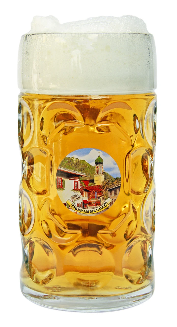 Oberammergau Dimpled Oktoberfest Glass Beer Mug 1 Liter 3 Oberammergau Dimpled Oktoberfest Glass Beer Mug 1 Liter