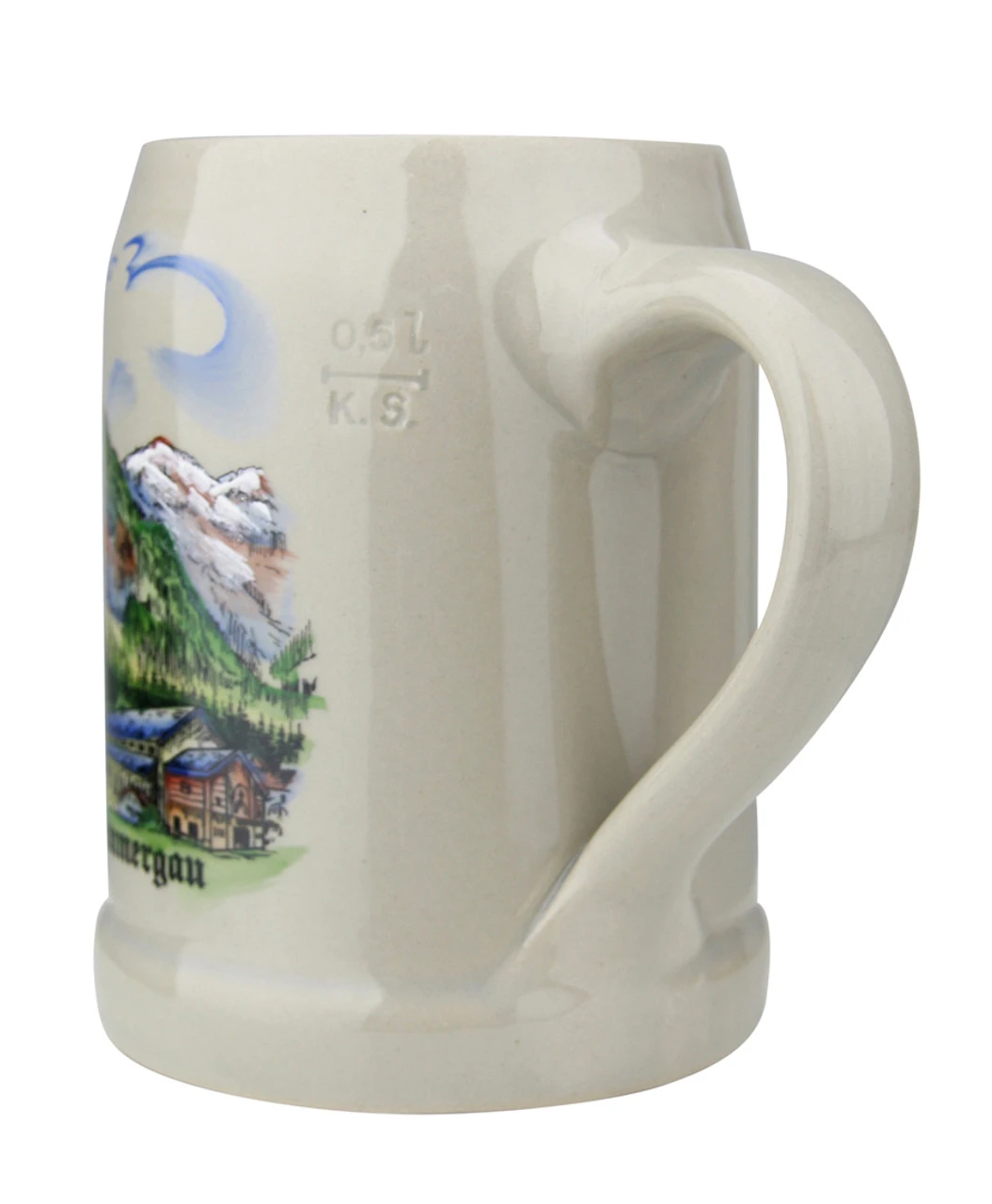Oberammergau German Stoneware Beer Mug 0.5 Liter - Image 2