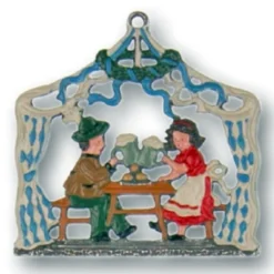 Oktoberfest Beer Garden Pewter Christmas Ornament