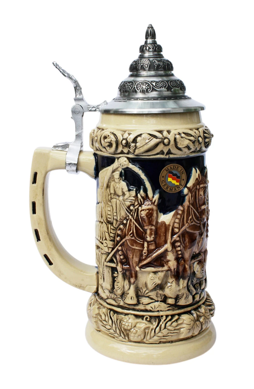 Oktoberfest Clydesdale And Beer Wagon Stein Antique Style 3 Oktoberfest Clydesdale And Beer Wagon Stein Antique Style