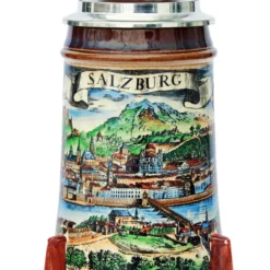 Old Salzburg Beer Stein With Wood Lid