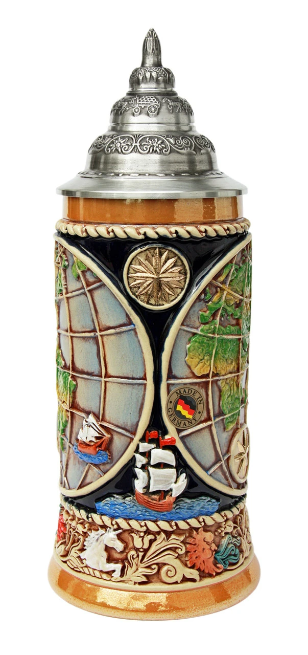 Old World Globe Four Elements Beer Stein 3 Old World Globe Four Elements Beer Stein