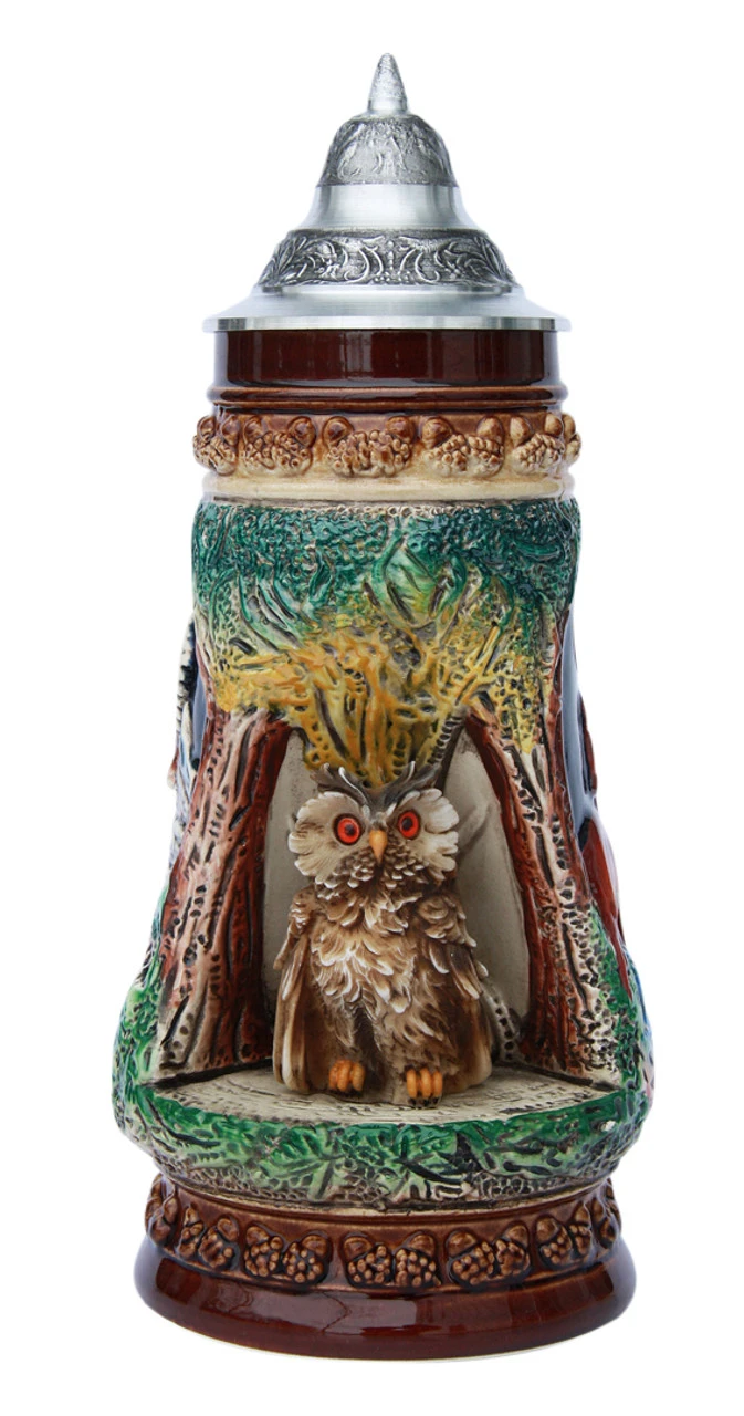 Owl Wildlife Grotto Beer Stein 3 Owl Wildlife Grotto Beer Stein