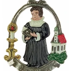 Pastor German Christmas Pewter Ornament