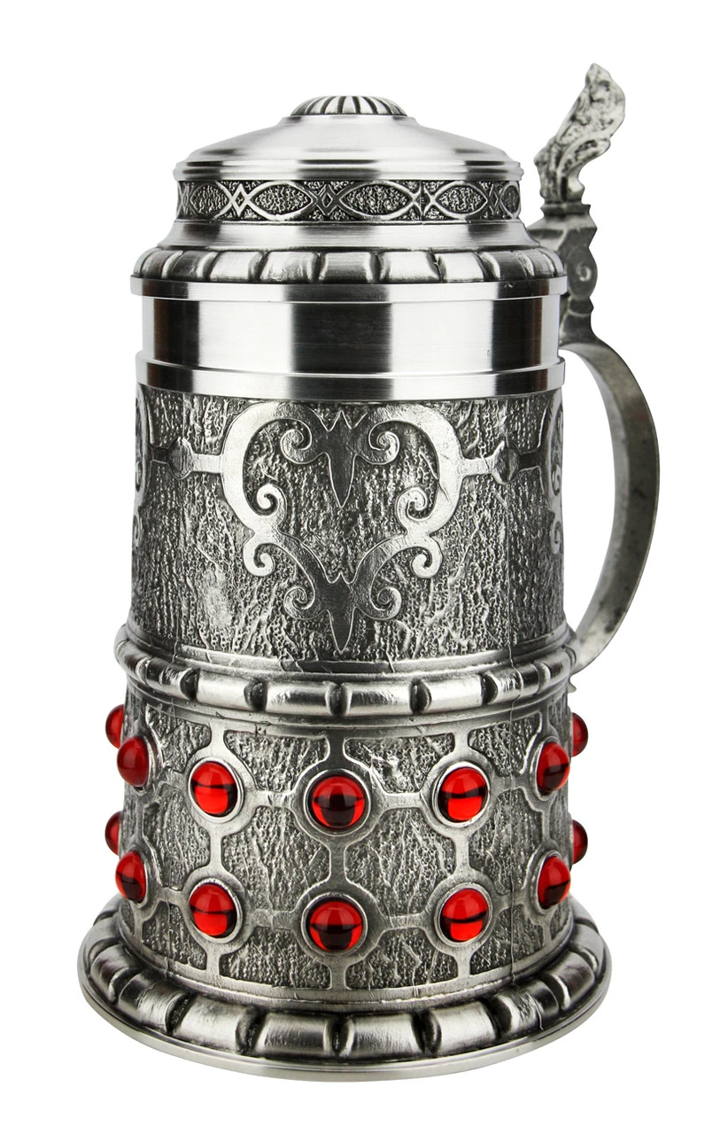 Pewter Rubin Swarovski Beer Stein 6 Pewter Rubin Swarovski Beer Stein - Image 4