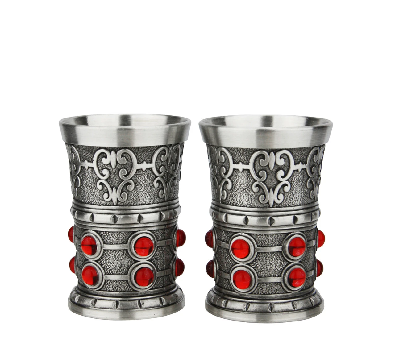 Pewter Rubin Swarovski Shot Cup 1.5oz | Set Of 2 3 Pewter Rubin Swarovski Shot Cup 1.5oz | Set Of 2