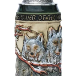 Power Of The Pack Wolf Beer Stein With Wolf Lid