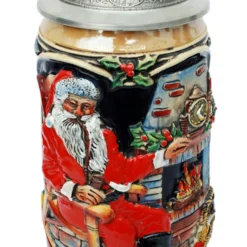 Santa Christmas Beer Stein With Faceted Crystal Lid -Deals Steinking Store Santa Beer Stein with Crystal Lid K042K FNT2 SM 02536.1507300415
