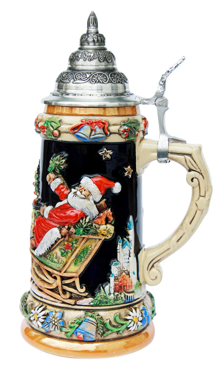 Santas Alpine Sleigh Ride Christmas Beer Stein 6 Santas Alpine Sleigh Ride Christmas Beer Stein - Image 4