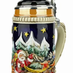 Santas Alpine Sleigh Ride German Beer Stein | Christmas Tree Lid -Deals Steinking Store Santas Alpine Sleigh Ride Christmas German Beer Stein with Christmas Tree Lid ZB15309910 RA SM 25947.1636049577