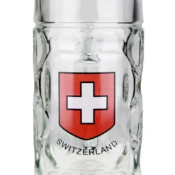 Swiss Cross Dimpled Oktoberfest Glass Beer Mug 0.5 Liter