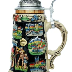 Switzerland Commemorative Beer Stein -Deals Steinking Store Switzerland Panorama Beer Stein K309SW RS SM 23908.1401399247