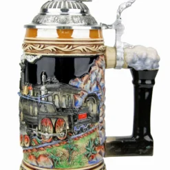 Train Beer Stein With Pewter Train Figurine Lid -Deals Steinking Store Train Beer Stein with Pewter Train Figurine Lid K940T RS SM 70586.1495575905
