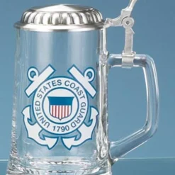 U.S. Coast Guard Glass Beer Stein
