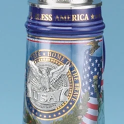 USA Stoneware Pewter Emblem Beer Stein